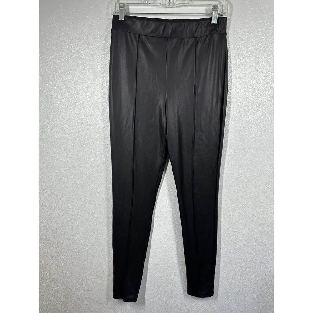 ASOS Design Pants Womens 12 Black Faux Leather Pleated Slim Fit High‎ Waisted